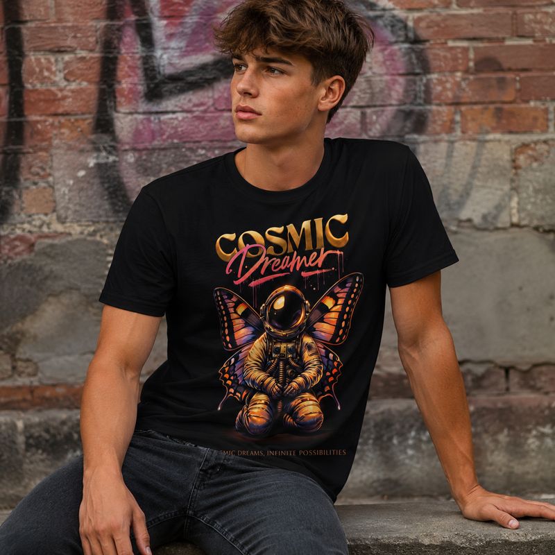 Cosmic Dreamer Astronaut &amp; Butterfly T-Shirt – Fantasy, Freedom &amp; Infinite Possibilities