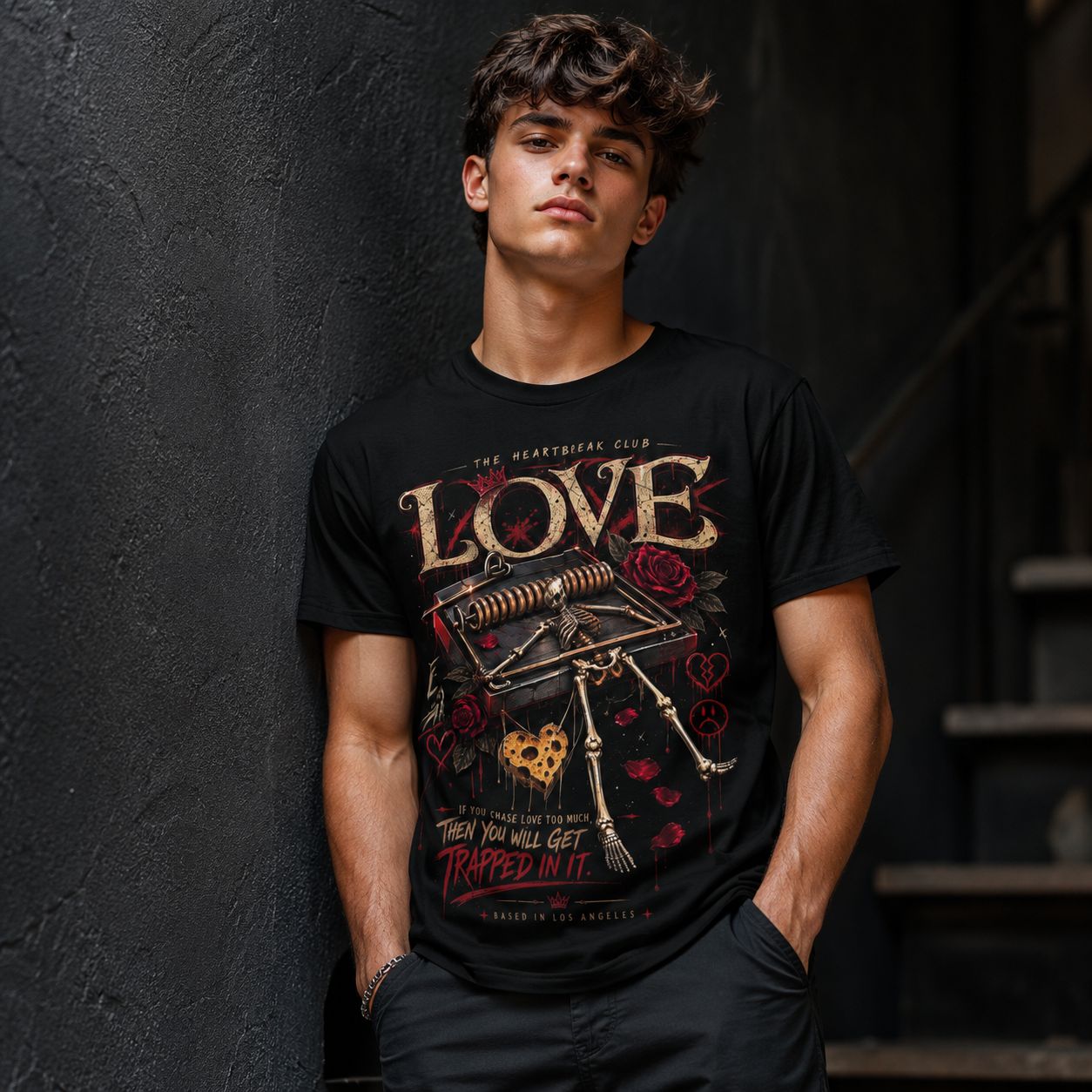Love Is Pain T-Shirt – Dark Romance Skull &amp; Heart Trap Shirt for Gothic &amp; Alternative Fans