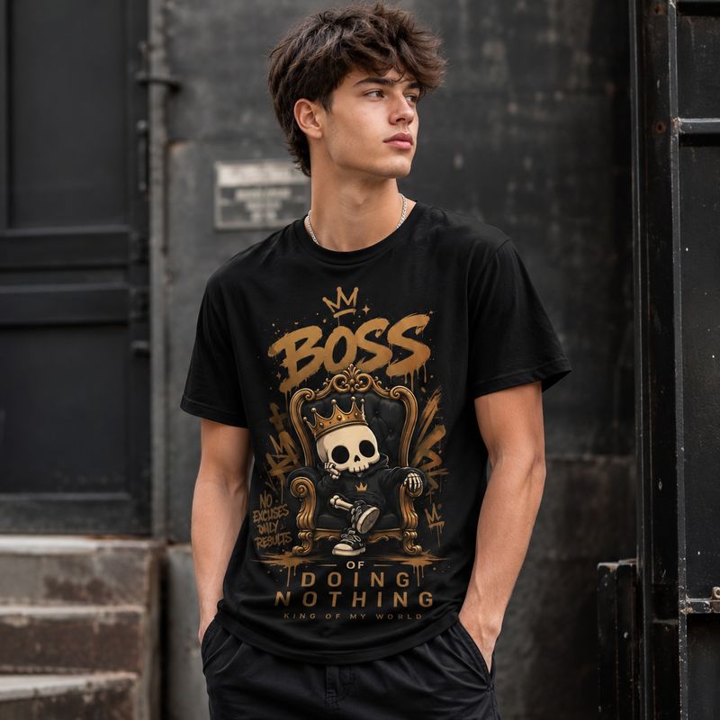 Boss of Doing Nothing T-Shirt – Funny Skull Boss Shirt with Humor &amp; Attitude