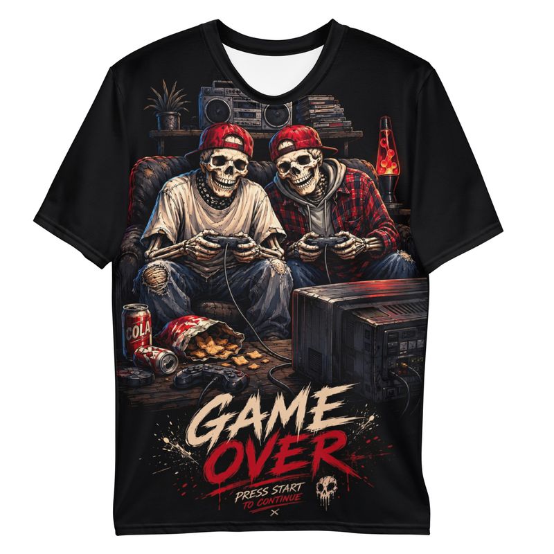 Game Over Gamer T-Shirt – Retro Gaming Skull Shirt for Gamers &amp; Gaming Fans
