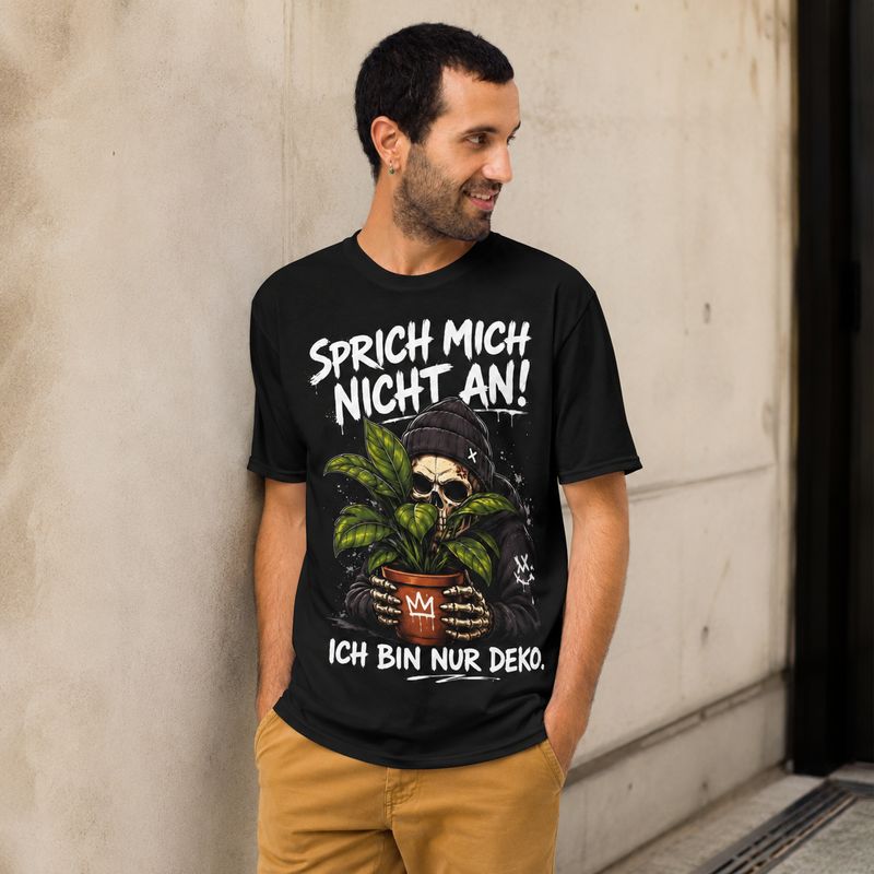Don't Talk to Me! I'm Just Decor – Funny Introvert T-Shirt with Skull &amp; Houseplant
