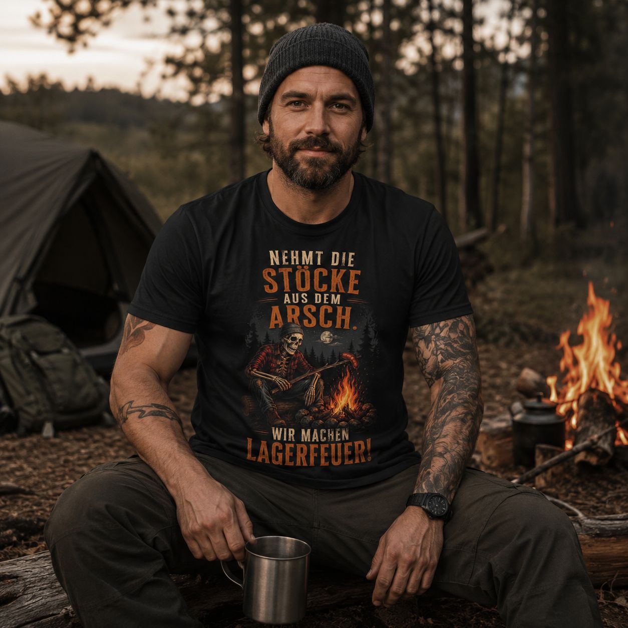 Get the sticks out of your asses – we're having a campfire! Funny camping T-shirt