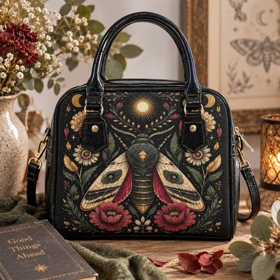 Damen Handtasche mit Schultergurt – Motten-Motiv