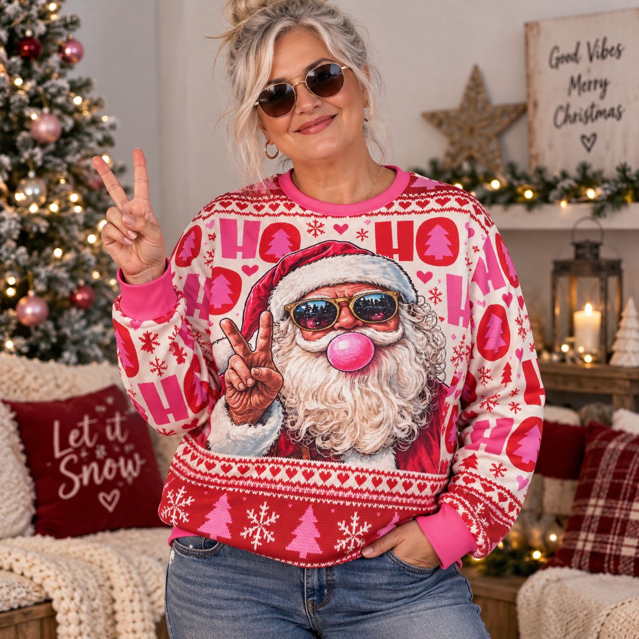 Unisex Santa Christmas Sweater – Funny Ugly Christmas Sweater with Santa
