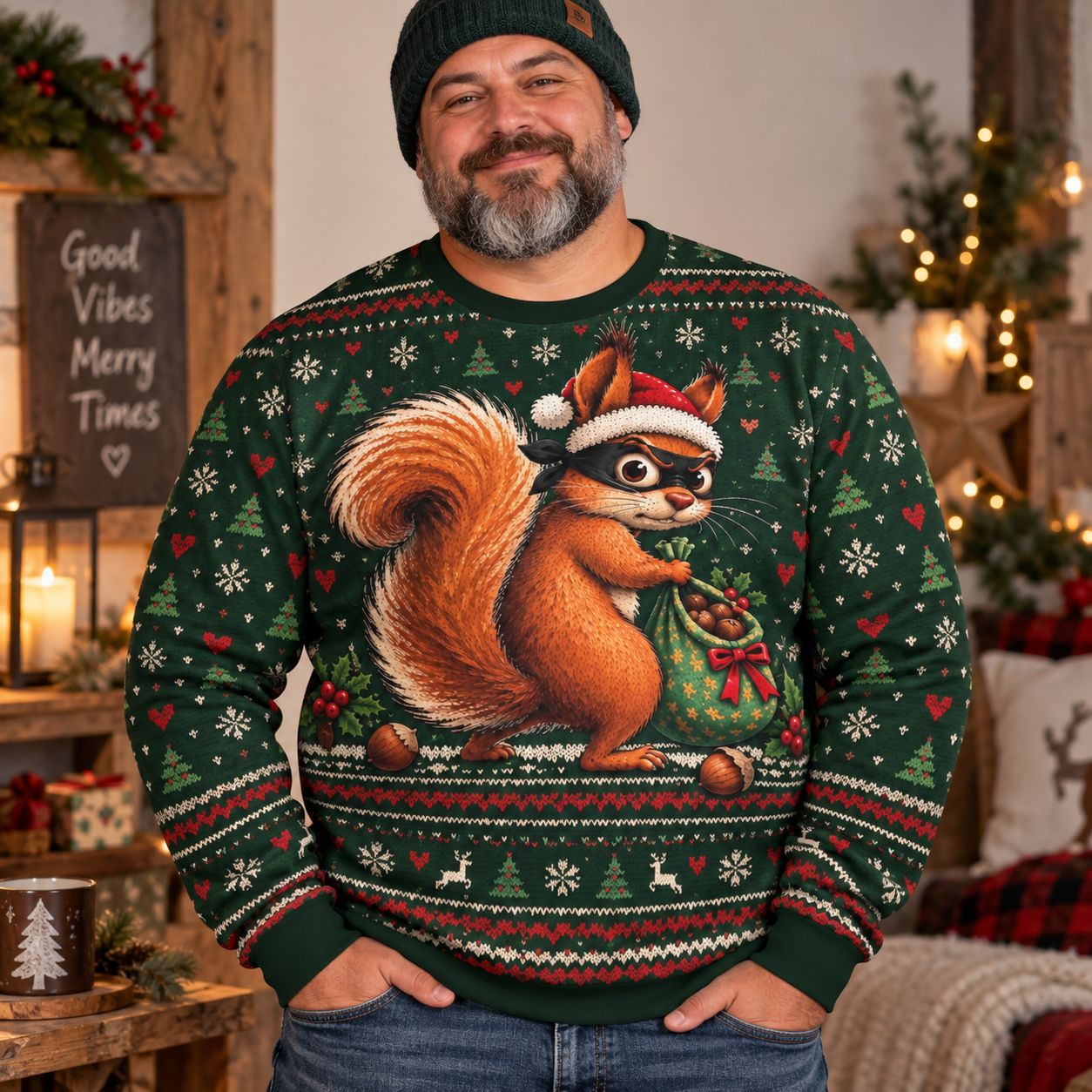 Unisex Squirrel Christmas Sweater – Funny Ugly Christmas Sweater