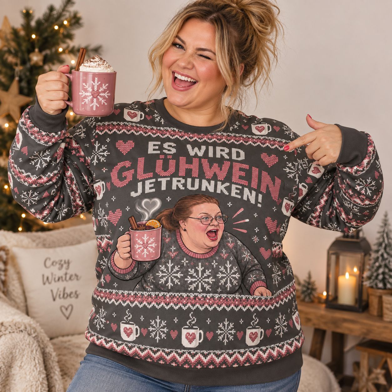 "Glühwein is being drunk!" Meme Mulled Wine Christmas Sweater – Funny Unisex Ugly Christmas Sweater