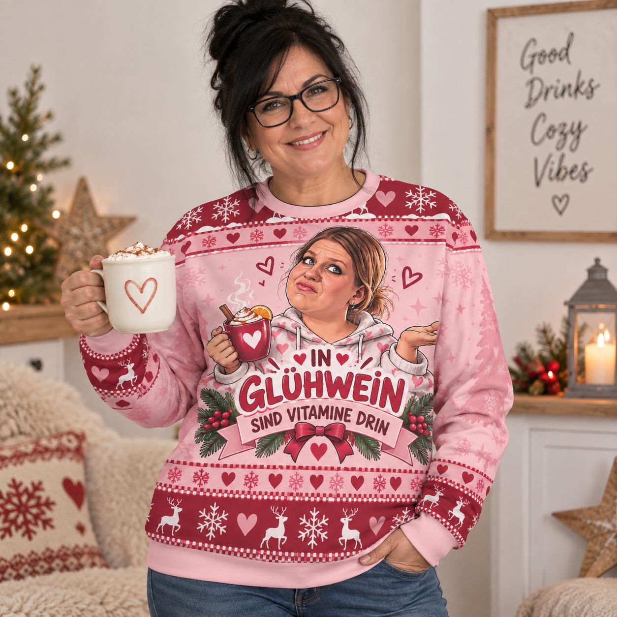 "Mulled Wine Contains Vitamins" Meme Christmas Sweater – Funny Unisex Ugly Christmas Sweater