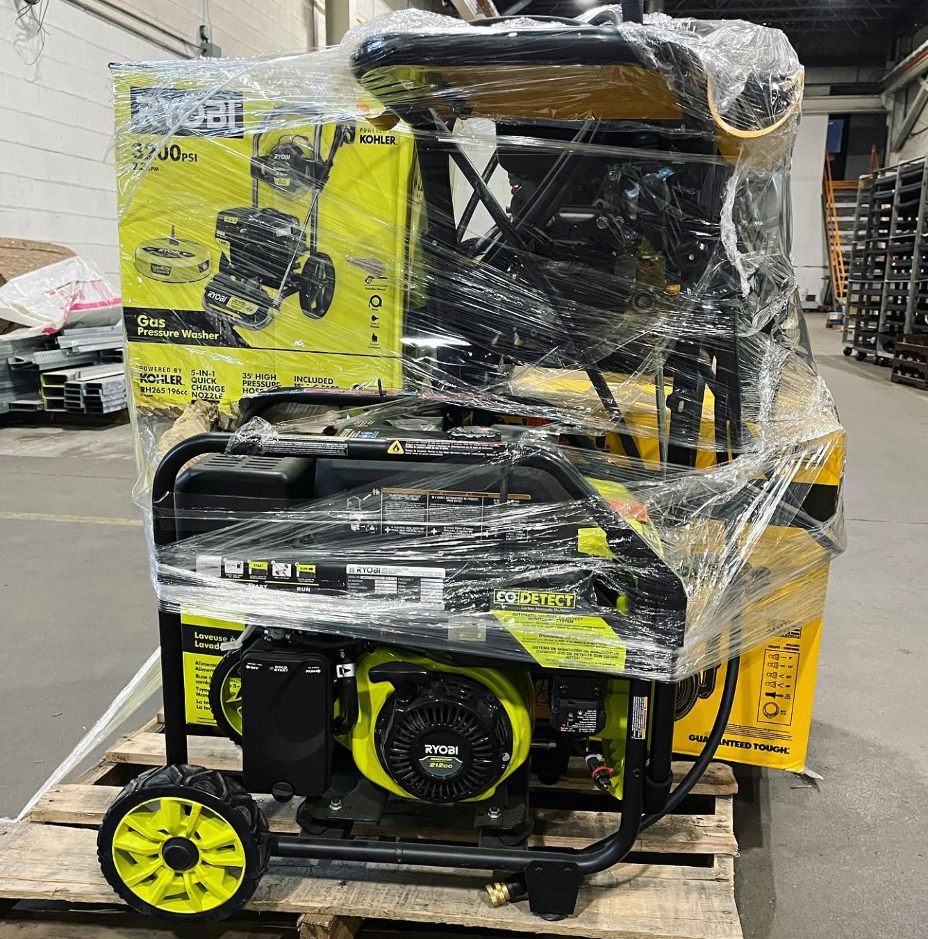 PALLET MIXED RYOBI &amp; DEWALT – GAS PRESSURE WASHERS AND POWER EQUIPMENT
