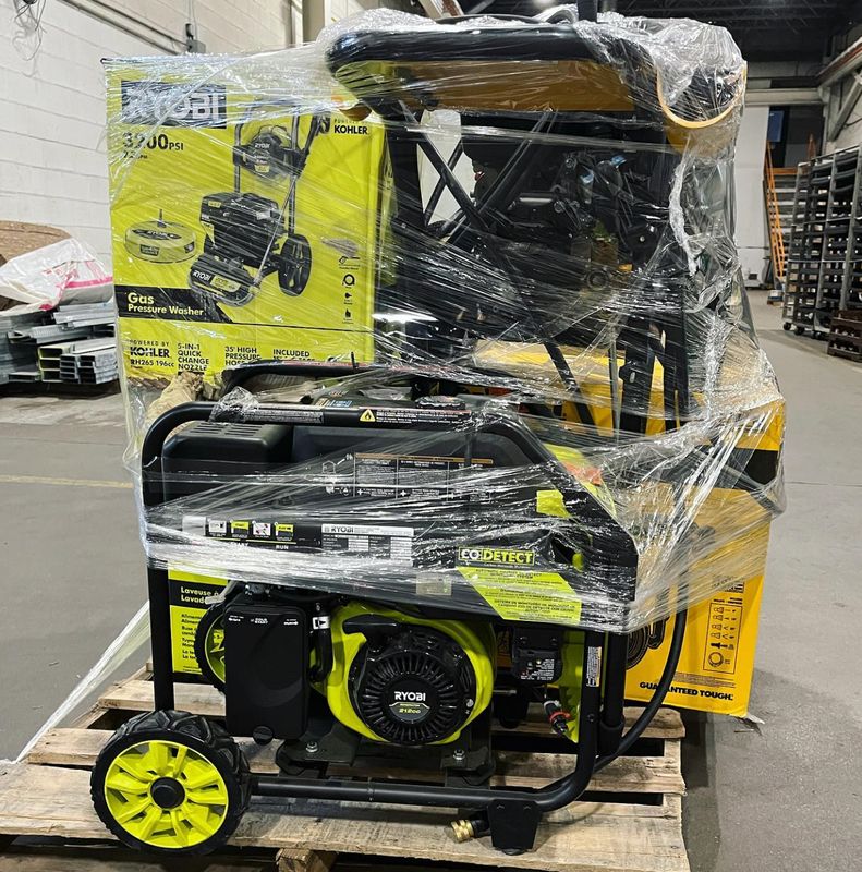 PALLET MIXED RYOBI &amp; DEWALT – GAS PRESSURE WASHERS AND POWER EQUIPMENT