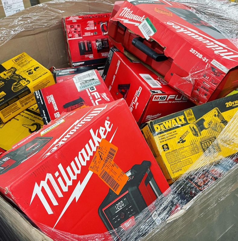 Milwaukee &amp; DeWalt Tool Pallet (50 Items) – All Brand New – M18/M12 Fuel + DeWalt 20V XR/FlexVolt
