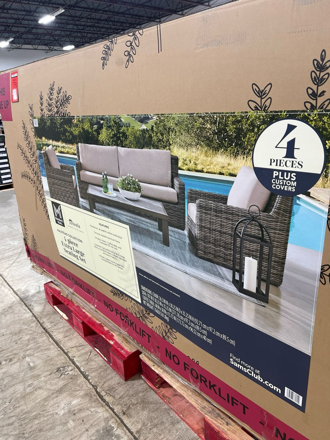 Member’s Mark 4-Piece Extra Large Seating Set – Handwoven All-Weather Wicker | New in Box