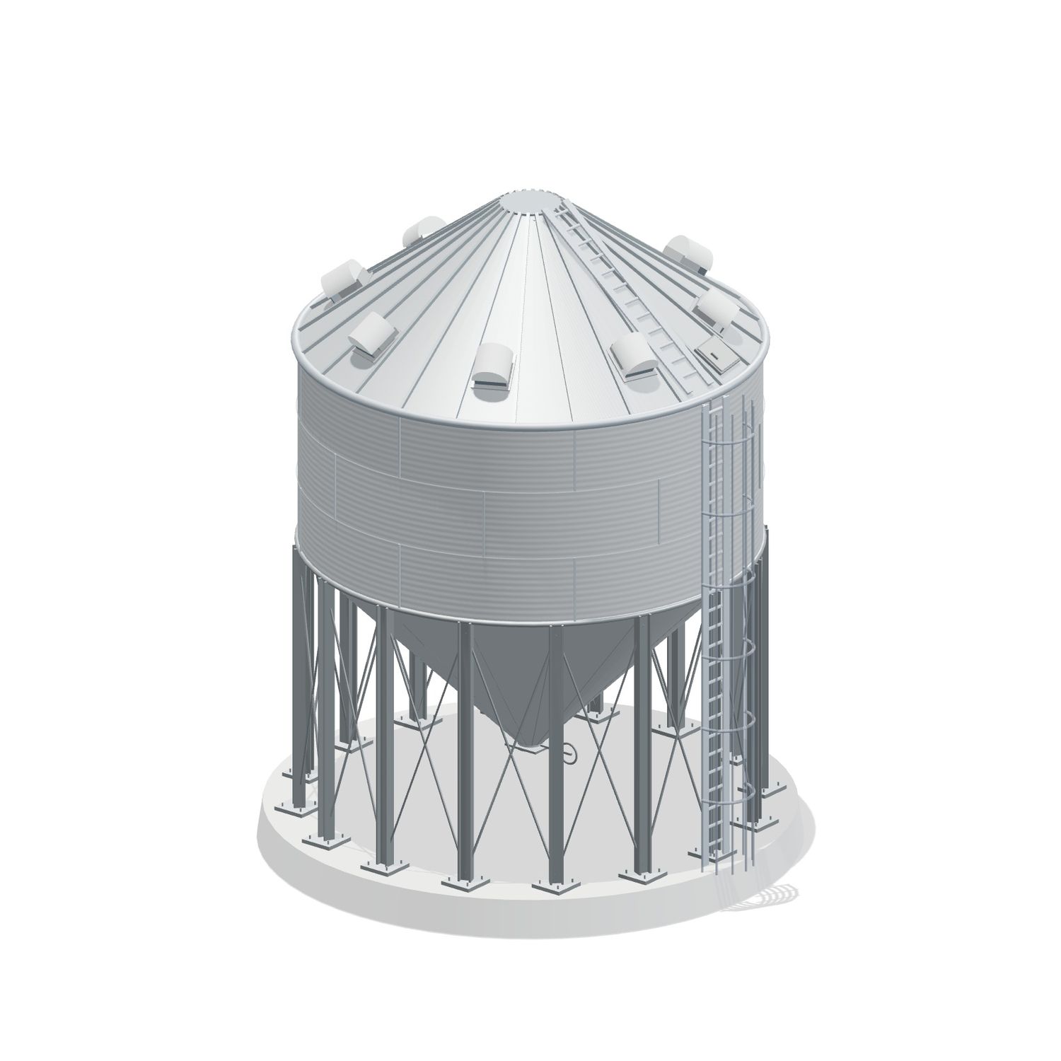 24' 3 Ring Heavy Duty 45 Hopper Bin 6553BU