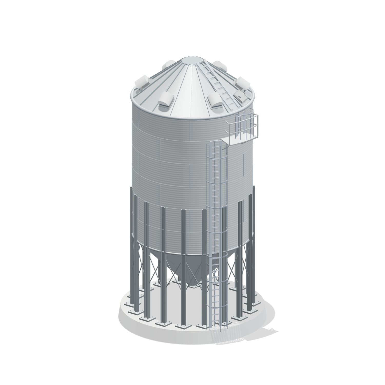 18' 6 Ring Medium Duty 45 Hopper Bin 5717BU
