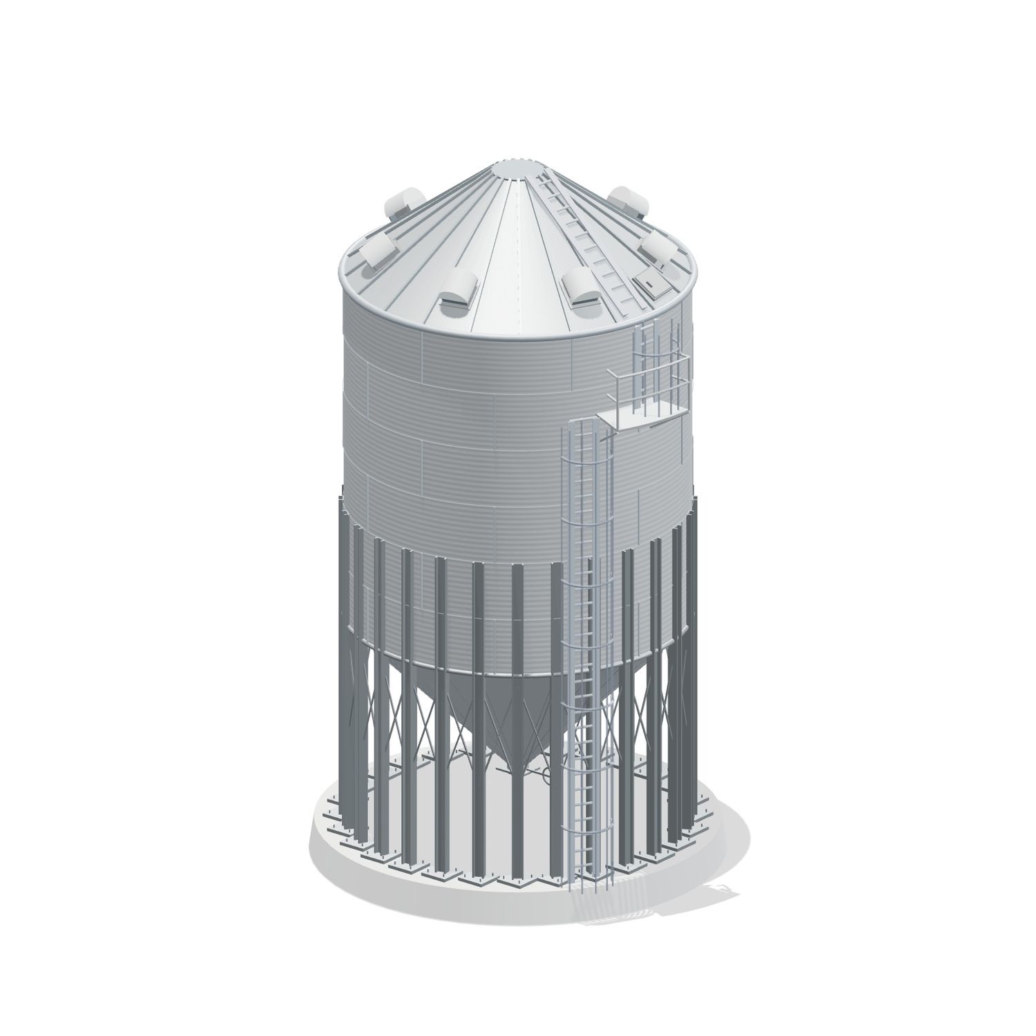 21' 6 Ring Medium Duty 45 Hopper Bin 8007BU