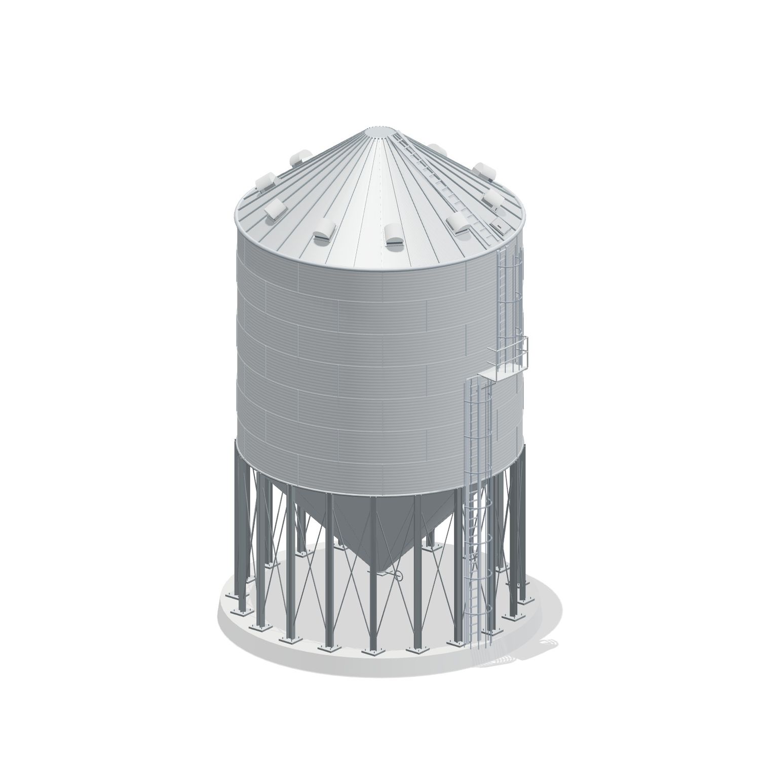 30' 7 Ring Heavy Duty 45 Hopper Bin 19876BU