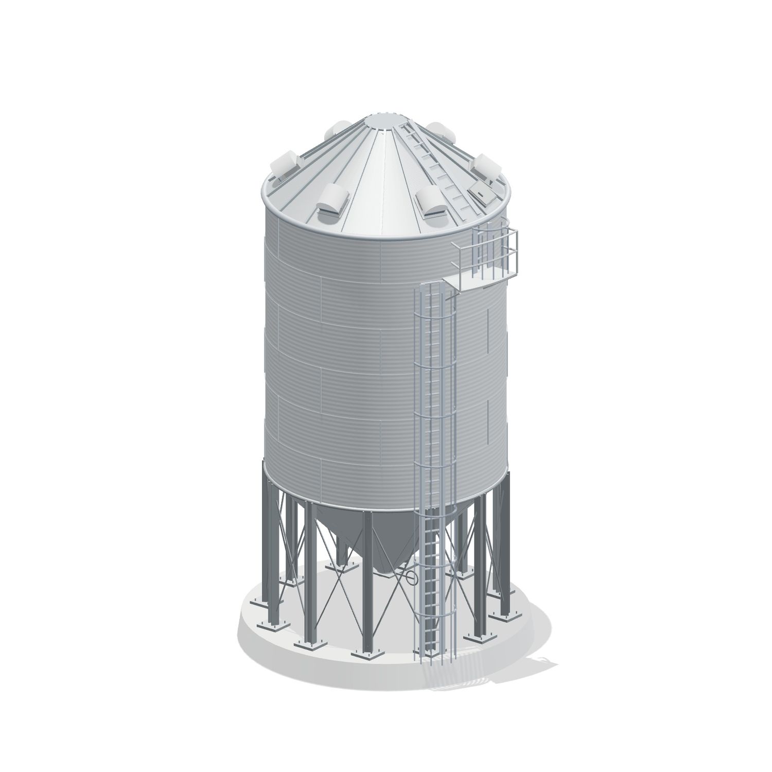 18' 6 Ring Heavy Duty 45 Hopper Bin 5717BU