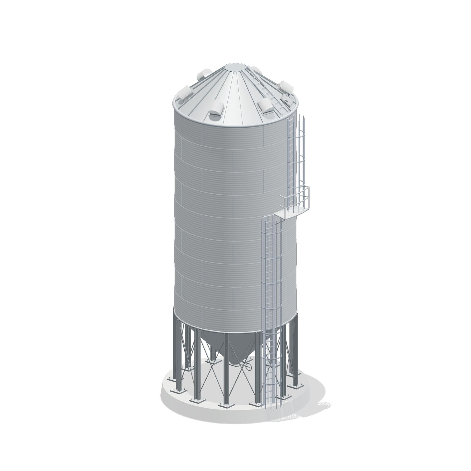 18' 9 Ring Heavy Duty 45 Hopper Bin 8076BU