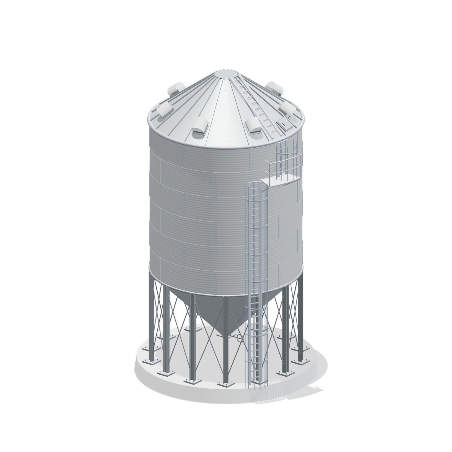 21' 6 Ring Heavy Duty 45 Hopper Bin 8007BU