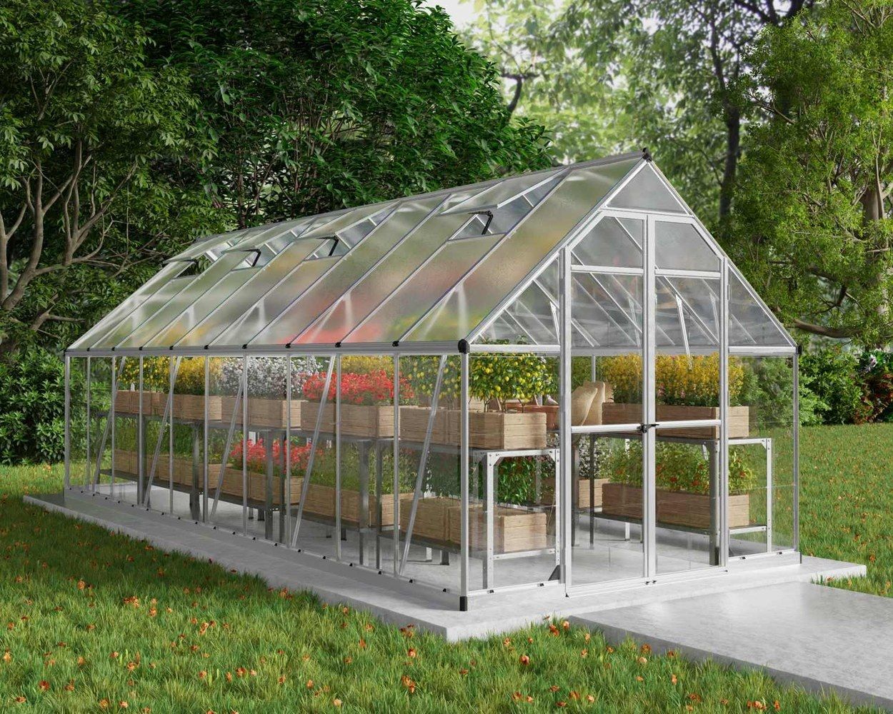 Representative photo: 8 × 12 prebuilt greenhouse