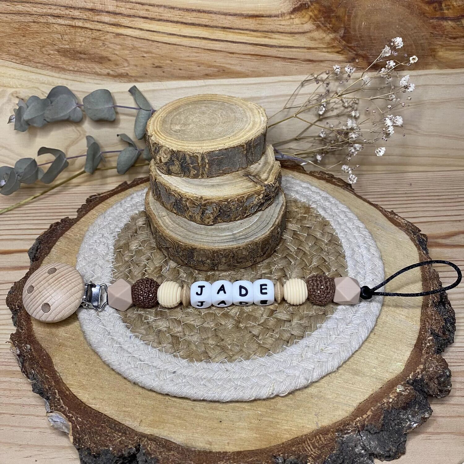 Attache-tétine simple modèle &quot; Jade &quot;
