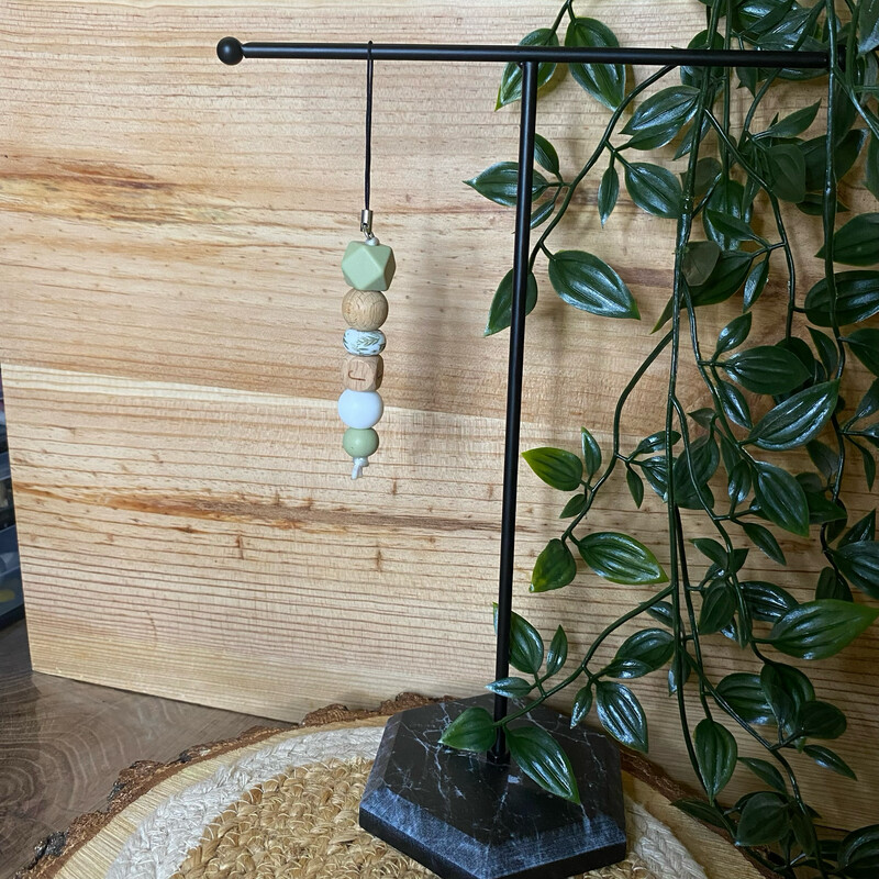 Bijoux de téléphone modèle « vert sauge &amp; bois »