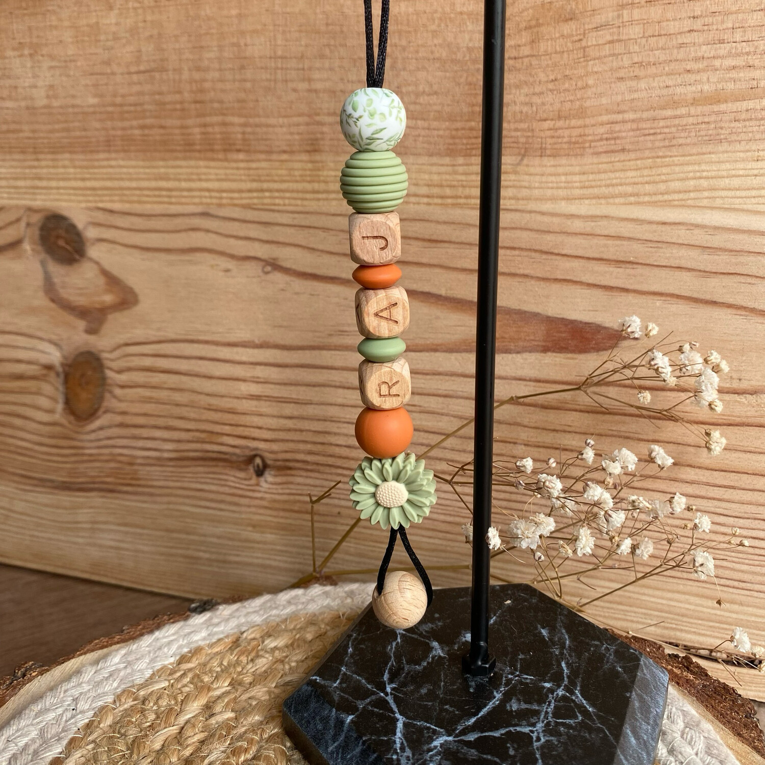 Bijoux de voiture modèle « vert &amp; orange fleur »