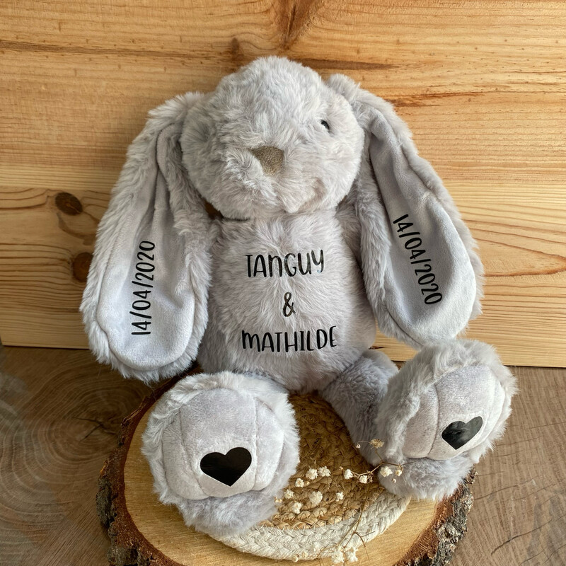Peluche lapin personnalisée modèle « date de couple »