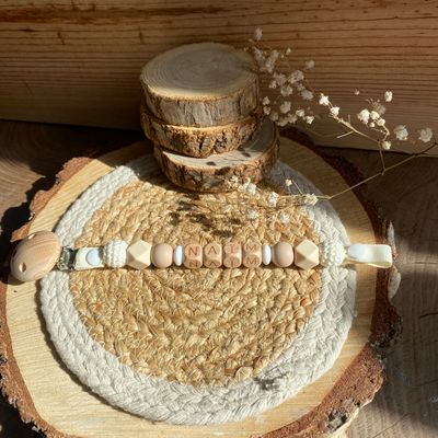 Attache tétine simple modèle &quot; Naïm beige &quot;