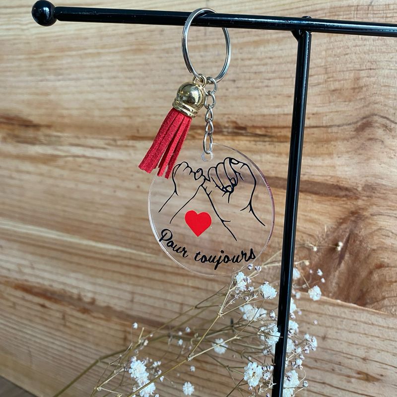 Porte-clés personnalisés en plexiglass modèle « Pour toujours »
