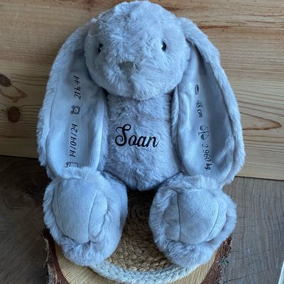 Peluche lapin personnalisée modèle « date naissance bébé »
