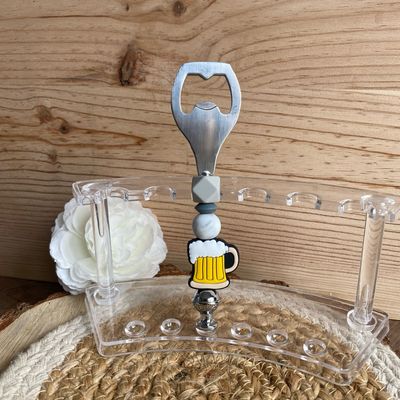 Décapsuleur personnalisé modèle « gris &amp; bière »