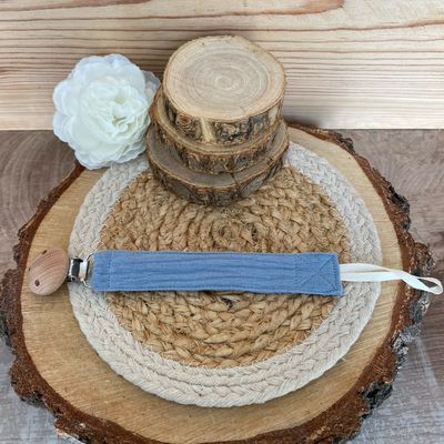 Attache-tétine en tissu personnalisée couleur « bleu »