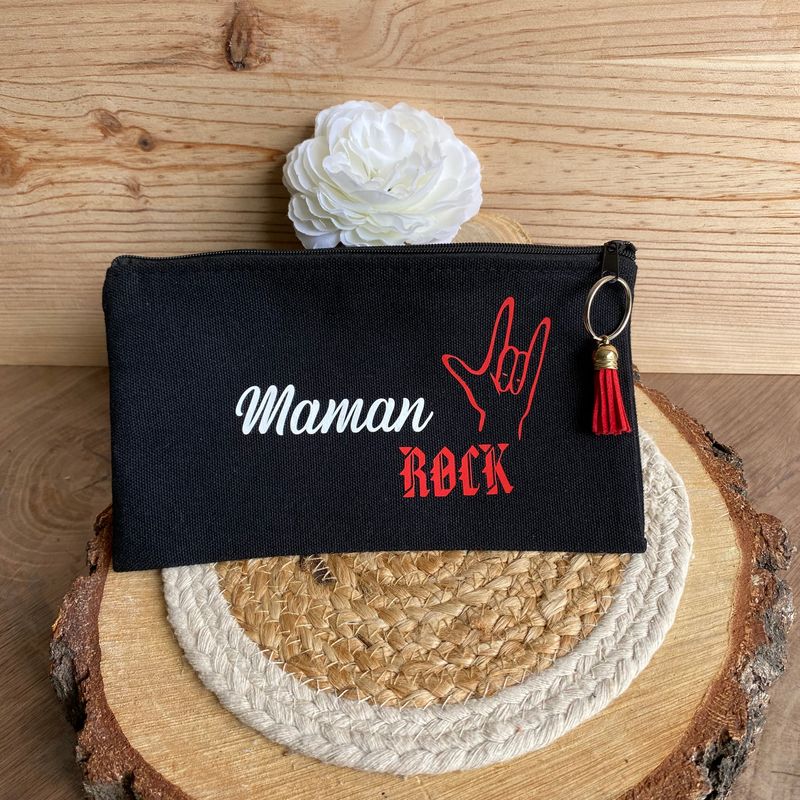 Trousse en tissu personnalisée modèle « maman rock »