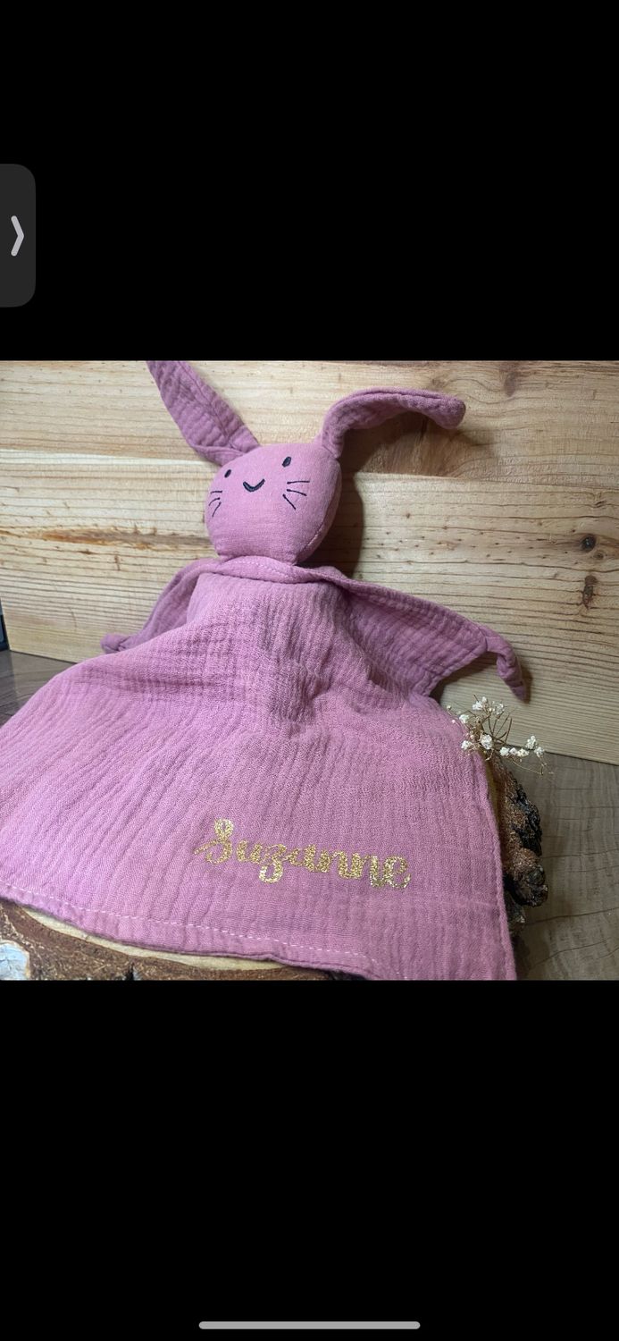 Doudou lapin « Rose vieux rose »