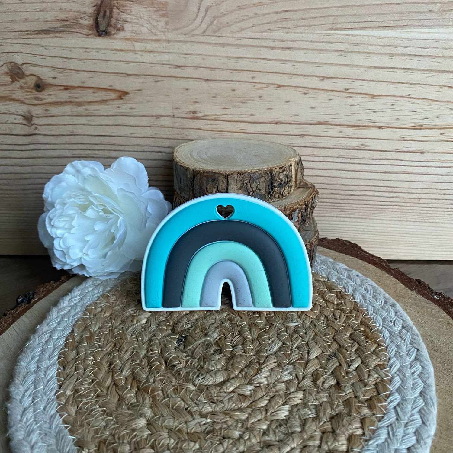 Jouet de dentition « Arc en ciel vert d’eau turquoise »