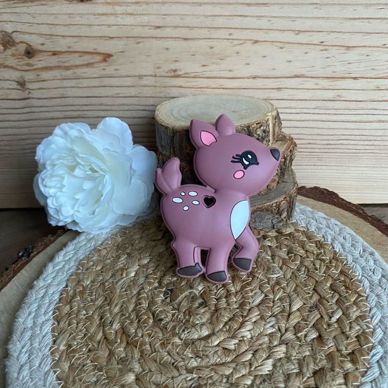 Jouet de dentition « Biche vieux rose »