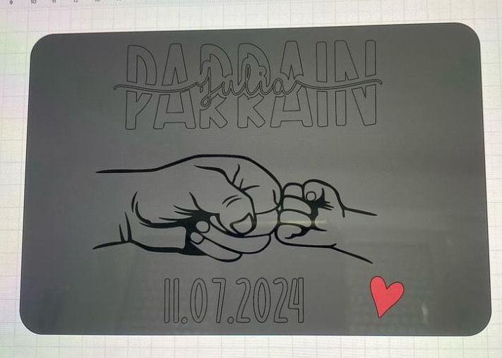 Plaque plexiglass/verre personnalisée modèle « parrain »