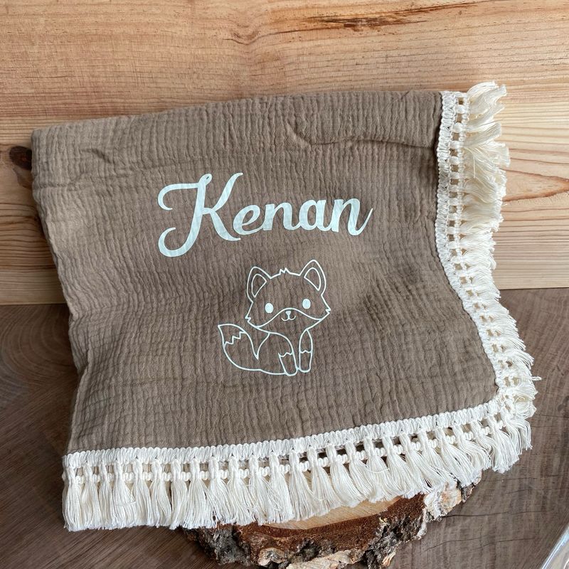 Couverture marron en gaz de coton