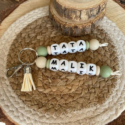 Porte-clés personnalisé 2 prénom modèle « tata &amp; Malik »