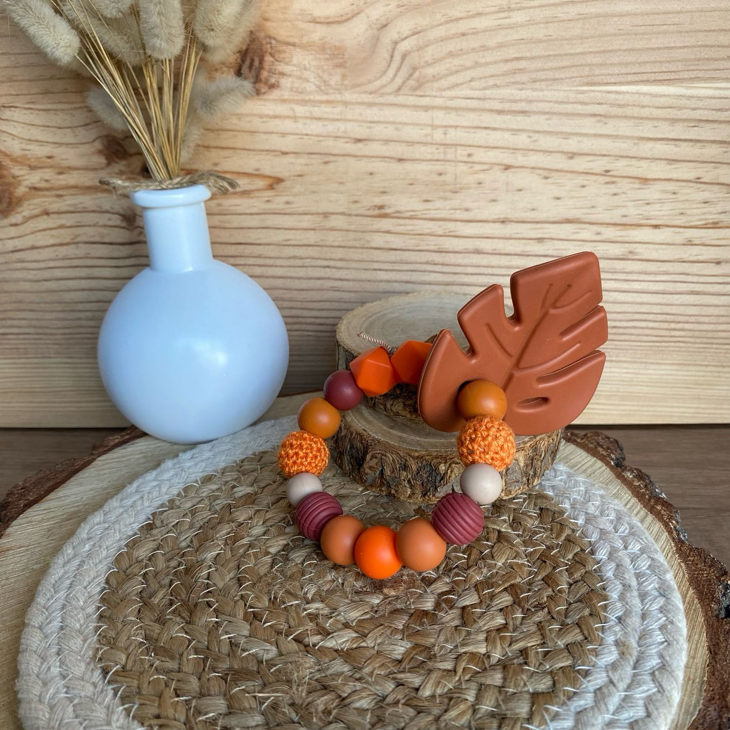Anneau de dentition modèle « Monstera terracotta »