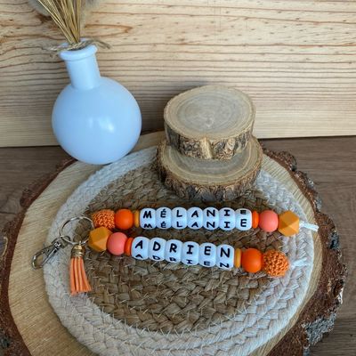 Porte-clés personnalisé 2 prénom modèle « orange »