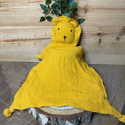 Doudou gaz de coton &quot; Lion &quot; (plusieurs coloris)