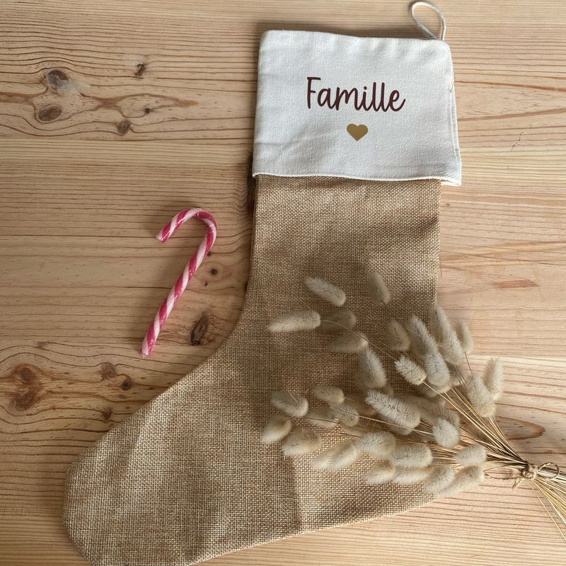 Chaussette de Noël en jute