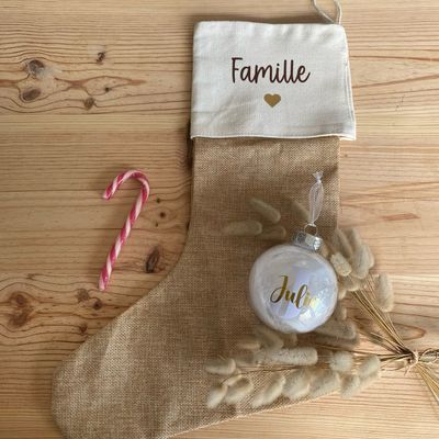 Coffret boule de Noël + chaussette de Noël
