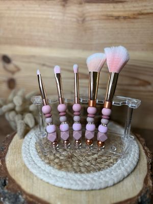 Set pinceaux de maquillage modèle « vieux rose »