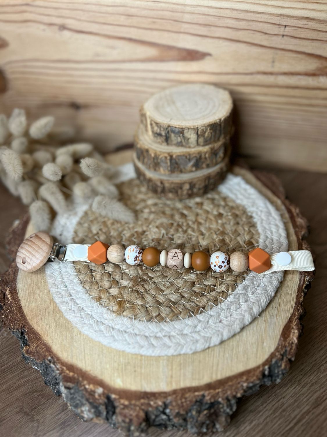 Attache tétine simple modèle &quot; A terracotta &quot;