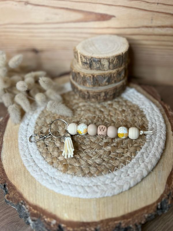 Porte-clés personnalisé modèle « W beige »