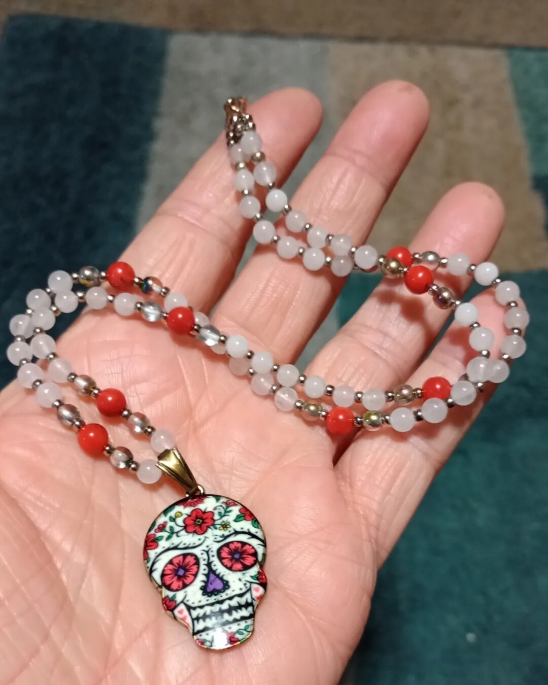 Sugar Skull necklace, 18.5&quot;