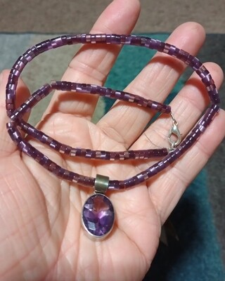 Amethyst necklace with purple charm pendant