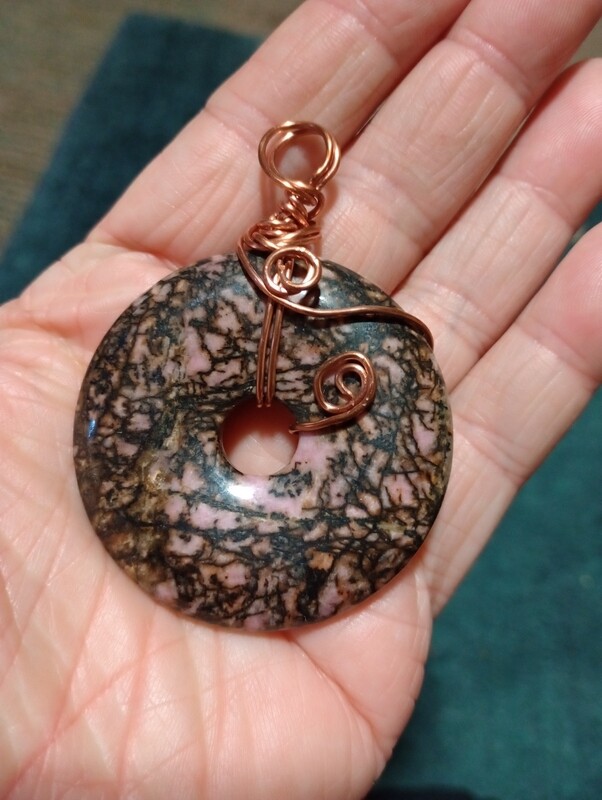 Rhodonite pendant 50mm